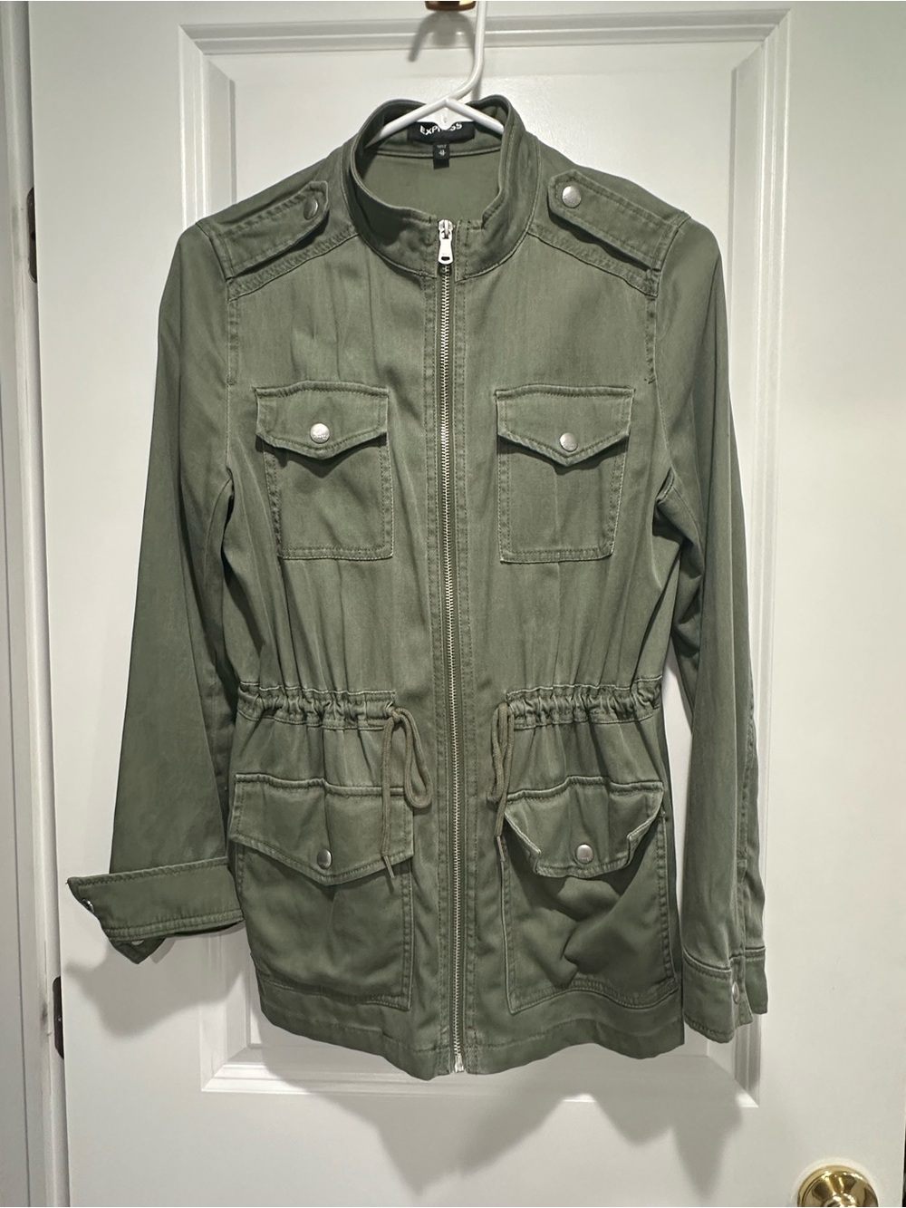 Olive Utility Drawstring Jacket - Women
